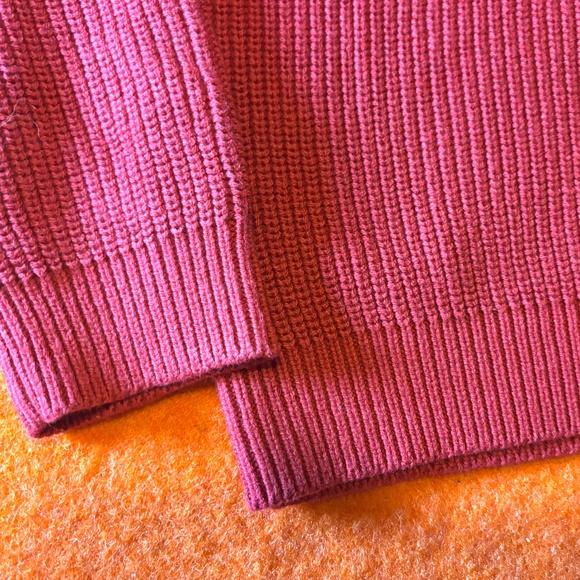 Red burgundy rib knit polo collar chunky sweater NWT - Picture 4 of 8